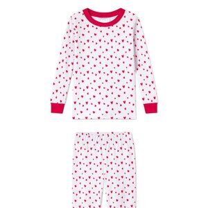 LAKE Kids Pima Long Set in Red Mini Heart Size 4T